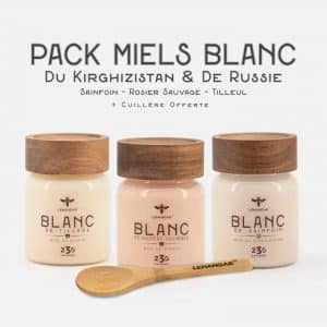 Pack trio de miel blanc du kirghizistan et de russie